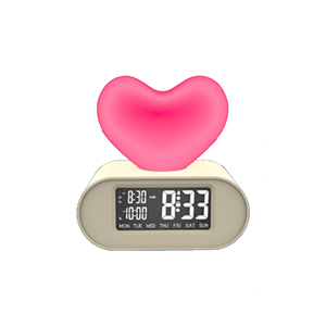 Phổ biến hình trái tim <span class=keywords><strong>LCD</strong></span> đồng hồ báo thức cho trẻ em thông minh Wake-up với đèn nền màu đỏ ánh sáng ban đêm vuông bàn bảng đồng hồ - Product Image 2
