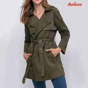 Leather Women Luxury Quality Jacket Coat Suede New Arrival Spring Long Trench Coats for Ladies