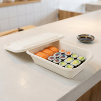 Barquette jetable biodégradable en fibre de bagasse pour repas nutritifs avec couvercle et impression de logo personnalisable – Meilleures ventes