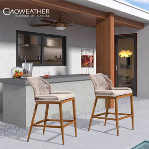 Vente en gros Chaise et table <span class=keywords><strong>de</strong></span> bar en <span class=keywords><strong>bois</strong></span> <span class=keywords><strong>de</strong></span> teck pour balcon et patio Tabourets <span class=keywords><strong>de</strong></span> bar hauts <span class=keywords><strong>d</strong></span>'extérieur en corde tissée populaires - Product Image 3