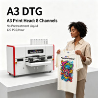 Mesin Cetak Inkjet DTG Double-station Fourstar Baru I3200 Print Head Semi-Otomatis untuk Tekstil Kulit dan Kaos Cmyk