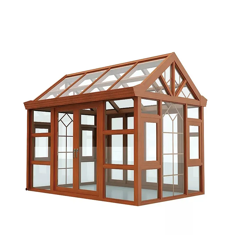 מבנה אלומיניום זכוכית גג מוצק שטוח חדר שמש טרומי טרומי חדר שמש מוכנים בתי זכוכית זכוכית נמוכה-E