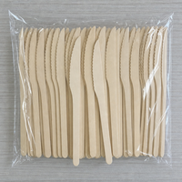 Couteau jetable en bois pour dessert, 165 mm, biodégradable, écologique, en bouleau renforcé, couverts jetables pour fête, vente en gros