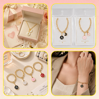 Collier avec initiale en émail plaqué or, chaîne gourmette, double pendentif, bijoux fantaisie personnalisés pour femme