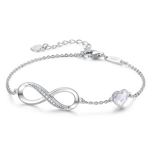 2025 nueva moda 925 corazón de plata cumpleaños circón piedra pulsera infinitos pulsera de 8 caracteres para mujeres y niñas - Product Image 2
