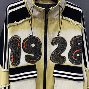 2025 automne Vintage Style femmes à capuche Cardigan <span class=keywords><strong>veste</strong></span> industrie lourde nouveau Design <span class=keywords><strong>Mickey</strong></span> rayé motif ample à la mode haut - Product Image 6