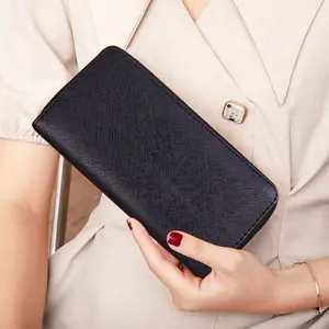 Luxury Rfid Ladies Long Card Holder Wallets Minimalist Pu Leather Purse Custom Zipper Wallet For Women