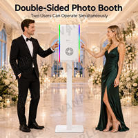 Photomaton tout-en-un avec double écran, appareil photo reflex numérique, écran tactile 15,6 pouces, kiosque en métal de qualité aéronautique, impression instantanée, ultra compact
