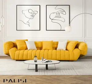 popular Baxter sofa design creative Italian curved sofa furniture fashion banana shaped yellow fabric fancy sofa set