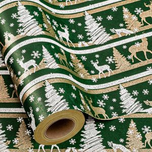 Green Christmas <b>Wrapping</b> <b>Paper</b> Roll 17 In X 33 Ft Double Sided Eco Friendly Gift Craft Packaging - Product Image 1