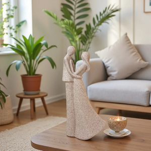 Scultura Astratta in Resina di Angelo e Fata, Coppia di Amanti che si Baciano, Impermeabile e Dipinta a Mano per Arredamento Casa - Product Image 4