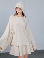 Pull-over en cachemire pur à 100 %, anti-rides, respirant, pour femme, style cape, manches évasées, chaud, doux, standard, pour l'hiver