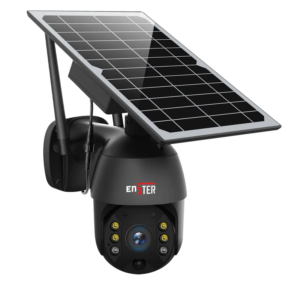 ENSTER – caméra solaire extérieure sans fil PTZ WiFi HD, Vision nocturne PIR, sécurité CCTV réseau