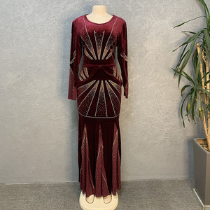 Robe de soirée élégante de haute qualité à manches longues et à perles, robe de soirée formelle pour femmes, mode féminine - Product Image 5