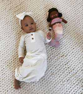 Oganic Cotton <strong>Newborn</strong> Baby Girl Boy Sleeping <strong>Dressing</strong> <strong>Gown</strong> with Hat - Product Image 4