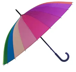 Guarda-chuva de golfe para crianças, logotipo personalizado, colorido, promocional, reto, tintura de arco-íris, guarda-chuva 24k