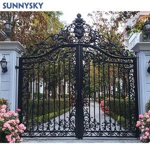 Sunnsyky Garden Gates Automatique <span class=keywords><strong>Fer</strong></span> Forgé Personnalisé Électrique <span class=keywords><strong>Coulissant</strong></span> Allée Porte Conception Extérieur Balançoire Conception Graphique - Product Image 2