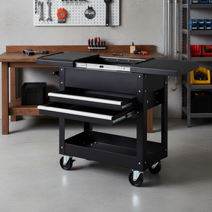 Chariot à outils multifonctionnel pour <span class=keywords><strong>garage</strong></span> |   Conception à 2 tiroirs avec établi en acier amovible |   Fabrication OEM/ODM personnalisable pour la réparation automobile - Product Image 4
