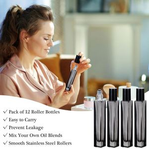 Pocket Size Thin Square Black Glass <b>Perfume</b> <b>Spray</b> <b>Bottle</b> 10ml Black Cover Screen Printing Customizable Logo Sample Available - Product Image 4