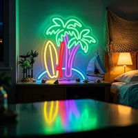 Bar, Restoran, Balkon için Plaj Sörfü Palmiye Ağaçları Neon Tabelası
