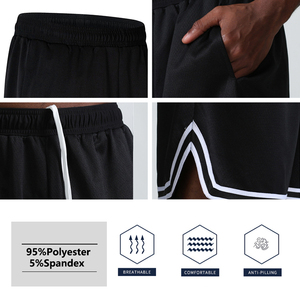 YLS – pantalon de jogging pour homme, vêtement d'athlétisme, blanc, respirant, longueur au genou, personnalisé, short de basket-ball en maille avec poches - Product Image 3