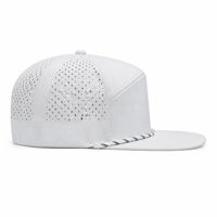 Casquette de baseball unisexe 7 panneaux 100 % polyester, séchage rapide, respirante, visière plate, corde tressée, réglable, logo personnalisé