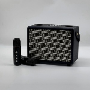 Altavoz Bluetooth <span class=keywords><strong>Karaoke</strong></span> Portátil Retro de Madera V5.3 con Subwoofer, para Fiestas al Aire Libre, con Ranura para Tarjeta de Memoria, 4 Horas de Reproducción y 2 Micrófonos, Venta al Por Mayor OEM - Product Image 3