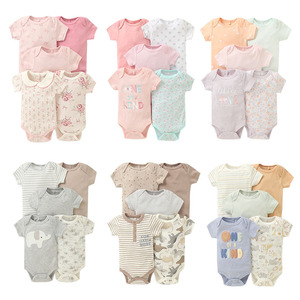 Set <span class=keywords><strong>di</strong></span> 5 Pezzi <span class=keywords><strong>di</strong></span> Abbigliamento per Neonati e Bambini, Body in Cotone a Maniche Corte con Stampe Carine per 0-12 <span class=keywords><strong>Mesi</strong></span> - Product Image 1