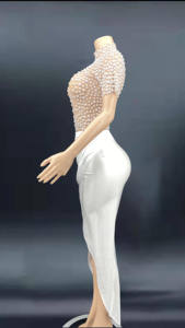 NOVANCE Y2390 Commerce Прямая поставка жемчужные элегантные платья подружки невесты с коротким рукавом и разрезом спереди комплект из 2 предметов белое длинное свадебное платье - Product Image 2