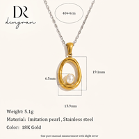 Collier pendentif en acier inoxydable plaqué or 18 carats avec imitation perle pour femme, vente en gros, bijoux tendance bicolores style bohème