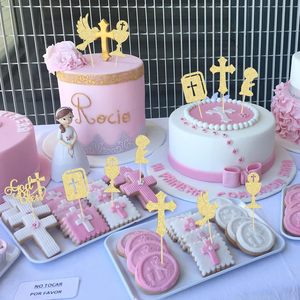 Decoraciones <span class=keywords><strong>para</strong></span> Cupcakes con Diseño <span class=keywords><strong>de</strong></span> Cruz, Paloma, Cáliz y Biblia, con Brillo, <span class=keywords><strong>para</strong></span> Baby Shower, Cumpleaños y Fiestas - Product Image 6