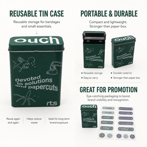 Wholesale Custom Tin Box Printed Bandage <strong>Set</strong> 30PCS Cartoon <strong>Plasters</strong> OEM Logo Adhesive Bandages Metal Case for Promotional Gift - Product Image 2