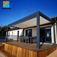 Pérgola de Aluminio con Techo de Láminas, Estructura para Jardín Exterior de Fácil Montaje, Marco con Recubrimiento en Polvo, Gazebo para Patio, Toldo