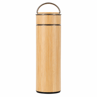 Botol Termal Bambu 15oz Grosir Stok Lokal AS dengan Infuser Teh dan Pegangan untuk Hadiah Karyawan, Cocok untuk Ukiran Laser