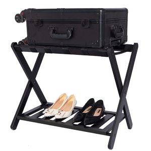 <span class=keywords><strong>Porte</strong></span>-bagages en bambou de couleur personnalisable pour chambre d'amis, chambre à coucher, chambre d'hôtel avec étagère - Product Image 1