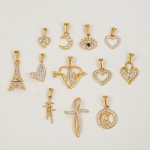 18K oro placcato titanio acciaio zircone ciondolo in acciaio inox diamante luna cuore occhio <span class=keywords><strong>Effel</strong></span> <span class=keywords><strong>torre</strong></span> ciondoli per il DIY - Product Image 2