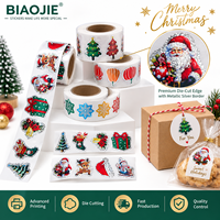 Stiker Natal Die-Cut untuk Scrapbook, Pembungkus Kado, Kartu, Dekorasi Liburan, Santa, Manusia Salju, Pohon, Stiker Tahan Air