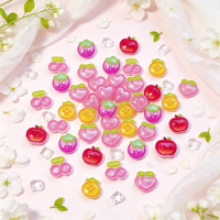 Breloques 3D en résine transparente à paillettes pour ongles, motifs fruits mignons (Pêche, Pomme, Cerise, Mangoustan), mini décorations pour ongles, manucure DIY sucrée