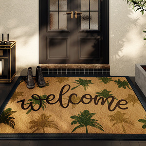 Cangming Imitation Coconut Fiber Door Mat Welcome Palm <b>Tree</b> Pattern Water Wash Front Door Entryway Mat - Product Image 1
