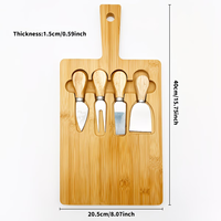 Elegante multifunctionele bamboe snijplank, grote bamboe charcuterieplank cadeauset met kaasmesset en serveerschaal