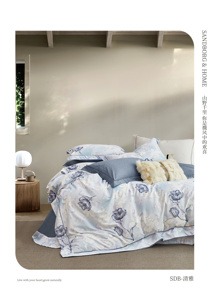 Juego de Ropa de Cama de Satén Estampado 100% Algodón Natural - <span class=keywords><strong>Funda</strong></span> de Edredón y Fundas de Almohada con Bordado de Líneas - Product Image 5