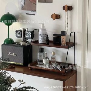 Estante de almacenamiento retro de madera, organizador multifuncional de tazas de café para escritorio, estante de almacenamiento combinado de hierro y madera - Product Image 3