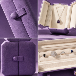Zebopak Purple Suede Clasp Jewellery <b>Box</b> Set with <b>Necklace</b> Pendant Ring Christmas <b>Gift</b> Collection Manufacturer - Product Image 4