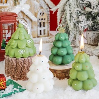 Bougie artisanale cylindrique en cire de soja mélangée, peinte à la main, parfumée, pour décoration de sapin de Noël, cadeau