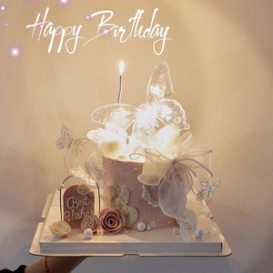 Illuminated Crystal Butterfly Cake Topper Round Reusable Birthday Valentine's Day Qixi Festival Decoration - Product Image 4