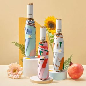 Paraguas de Viaje Compacto, Ligero y Portátil, Plegable en Tres Secciones, Automático, 8K, Moderno, para Niñas, con Estuche Tipo Mochila, Ideal para Regalo - Product Image 1
