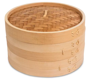 Cuiseurs vapeur en bambou écologiques faits à la main de 10 pouces, ensemble de 2 étages pour cuire les aliments, avec couvercle, pour cuisinières à gaz et à induction - Product Image 4