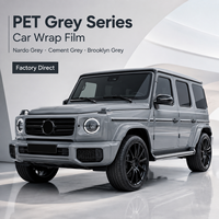 Film de covering automobile PET gris brillant, film de changement de couleur auto-adhésif avec technologie Air Release pour voitures, vente en gros OEM