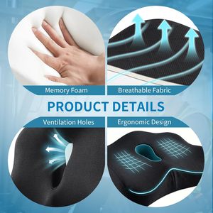 Coussins de siège de voiture ergonomiques en mousse à mémoire de forme avec soutien lombaire, dossier amovible et lavable, coussins de confort pour les fesses - Vente en gros - Product Image 6