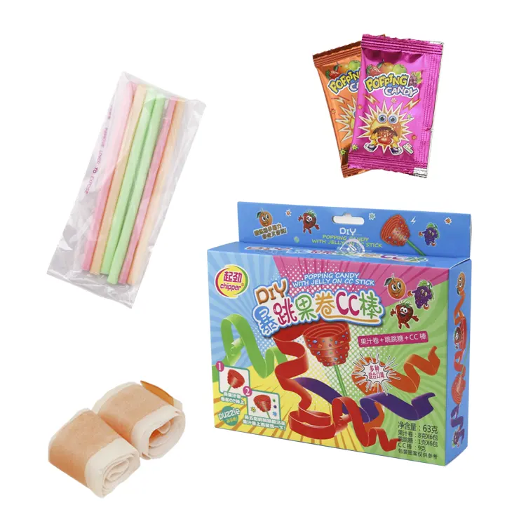 DIY Candy Toy 3-in-1 CC stick candy with Popping Candy and Gummy Jelly Roll
